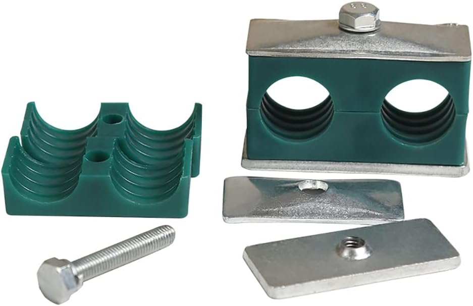 SagaSave Hydraulic Pipe Clamp with 2 Pipe Hole for Pressure Hydraulic Pipe Under 6.4Mpa Fixed Plastic Pipe Clamp Green (10pcs, 17.2mm)