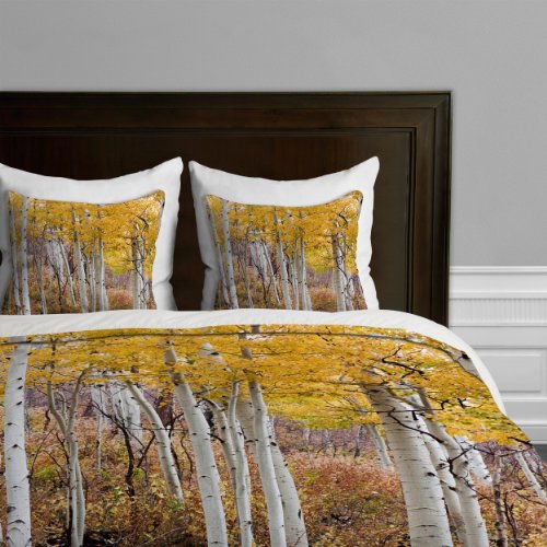Funda de edredón Queen DENY Designs Golden Aspens de microfibra suave 2