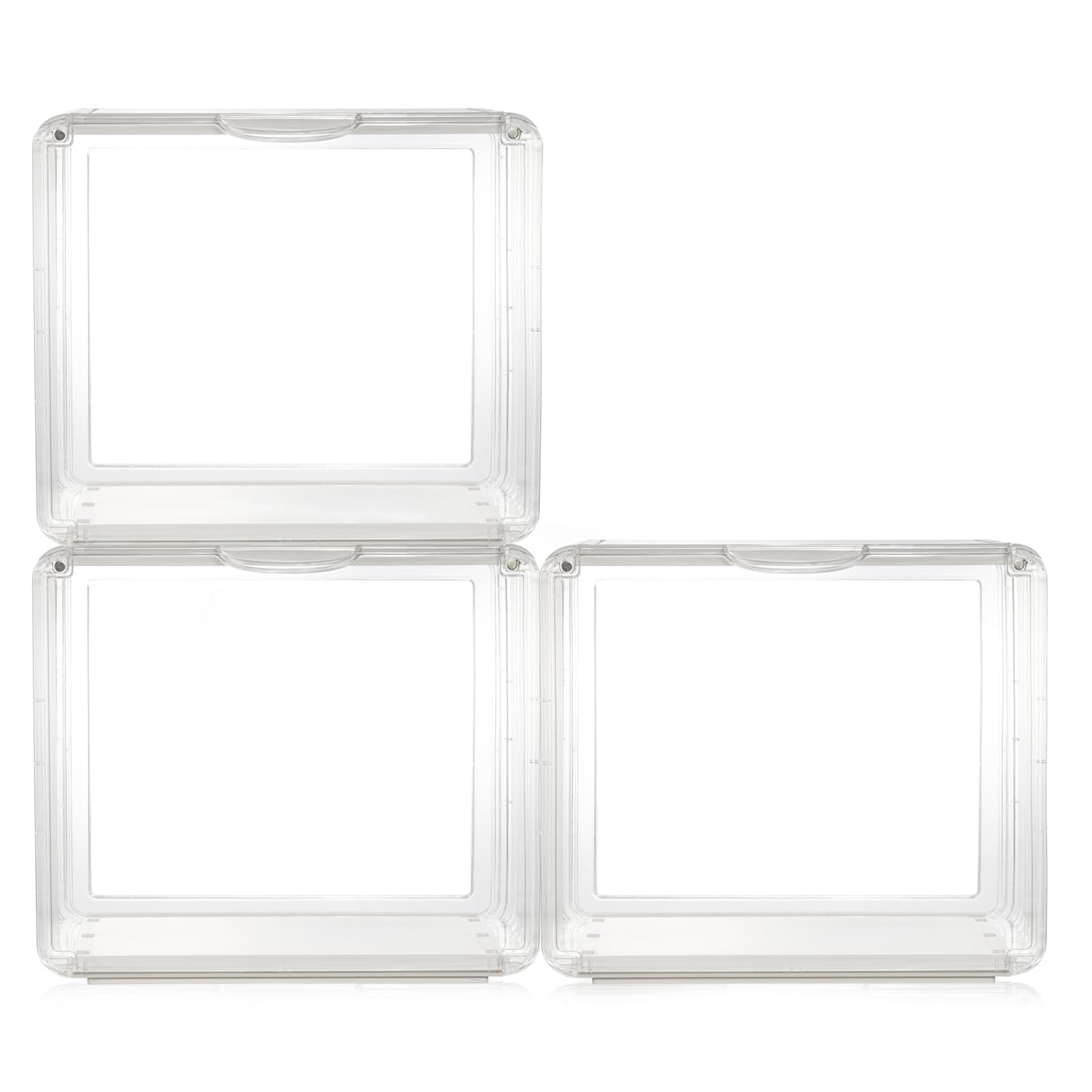 BYCY Clear Purse Storage Organizer for Closet, 3 Pack Handbag Storage Box Acrylic Display Case for Wallet Organizer, Stackable Organizer with Magnetic Door for Book Collectibles Cosmetic