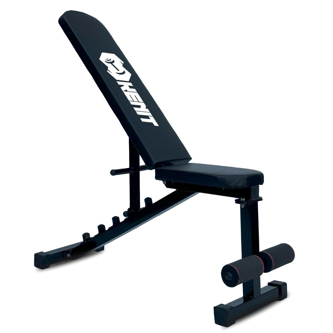 KENIT Adjustable Bench with 5 Levels, Flat, Incline & Decline with Leg Support, Adjustable Strength Training Bench for Full Body Workout (Black)-image-9