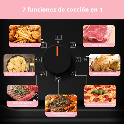 Miniatura 4 de Comfee Cbo60m80m1-Bk Horno Empotrable De 60 Cm Y 60 Litros Con 8 Funciones, Freidora De Aire, Cocción Multifase, Puerta Extraíble, Fácil Limpieza, Limpieza Con Vapor, Color Negro