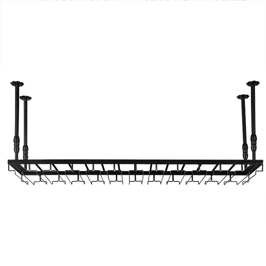 Botellero de vino de altura ajustable montado en el techo para colgar botellas de vino, soporte de metal de hierro para copas de vino, estante para copas de vino, estante para copas de vino, estilo
