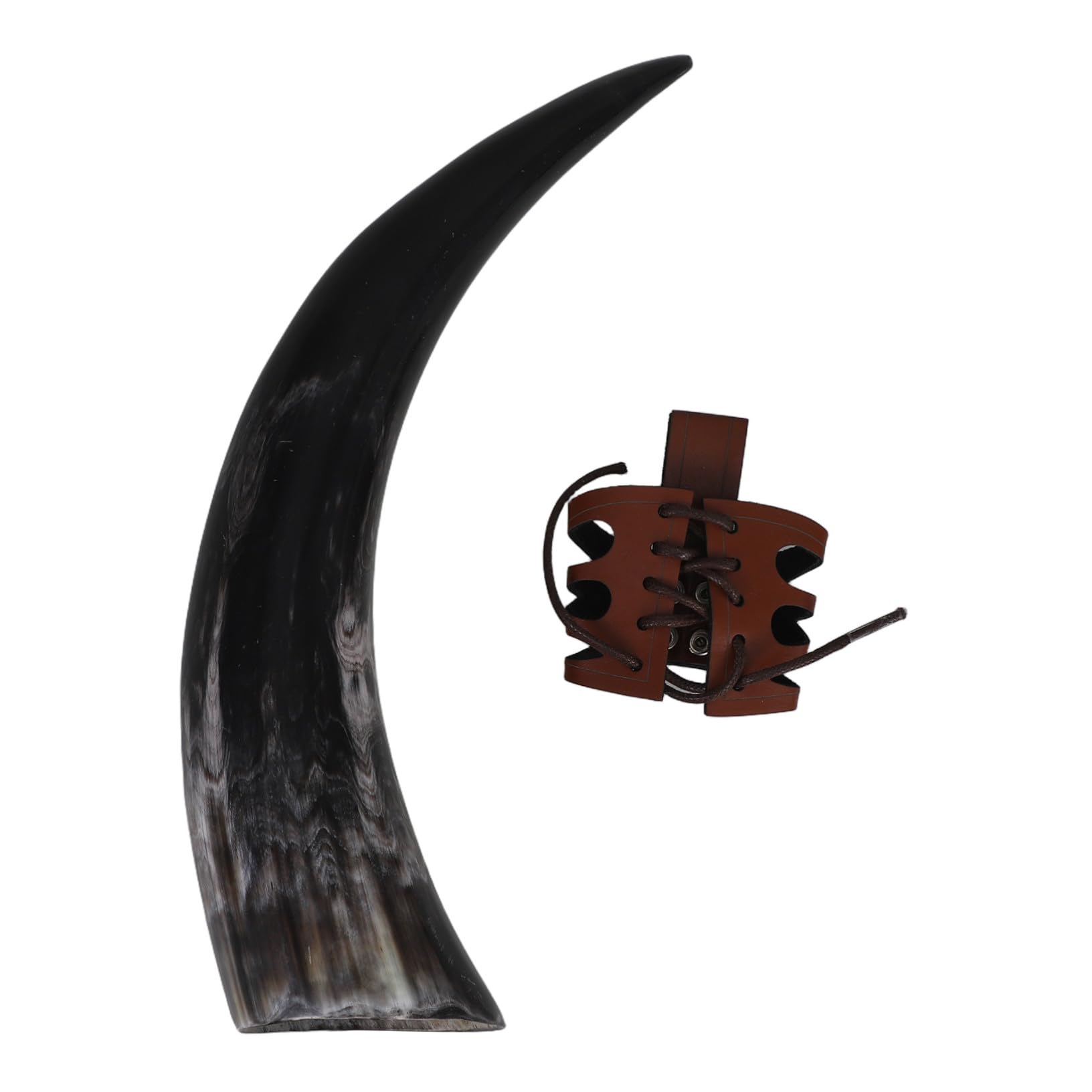 Corne à boire viking authentique en taille moyenne avec support ceinture en cuir PU