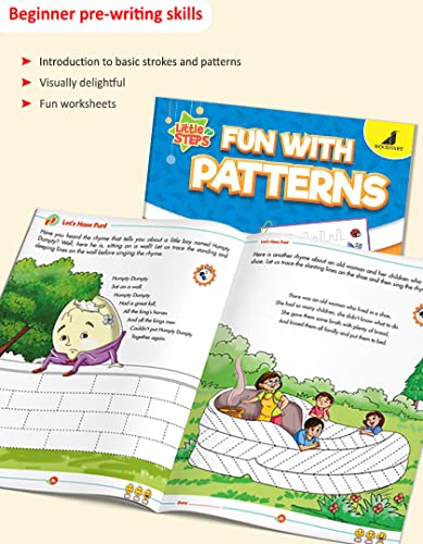 Image of Woodsnipe Alphabet Writing Practice Books for Preschool Ages 2 to 4 Years| 3 Book combo to teach Pattern Writing, Capital Letters with Ample Activity Worksheets on Tracing, Colouring, Puzzles & more