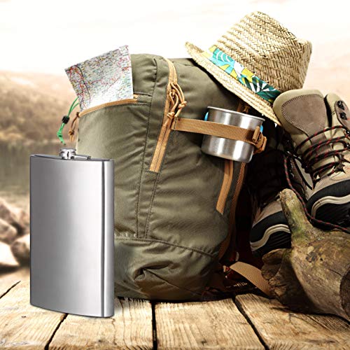 Relaxdays XXL Edelstahl Flachmann - Riesen Mit 1,8l Fassungsvolumen, Klassisches Design, Silber