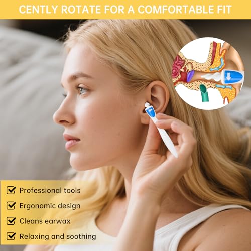 Ohrreinigungsset,360°Spirale Silikon Ohrreinige,Ohrenschmalz Entferner Kinder,Ohrreiniger für Erwachsene,Festsitzender Ohrenschmalz,Sicheres und Weiches Ear Cleaner mit 16 Abwaschbaren Ersatzköpfen
