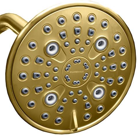 Elite Series: Brushed Nickel Rain Shower Head, 6 Inch 6 Spray Settings Adjustable Rainfall Showerhead with 360 Degree Tilt, Experience MAXX Comfort and Elegance (Brushed Nickel)