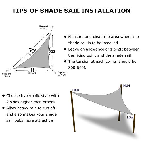 Image of KANAGAWA 15'x15'x21' Sun Shade Sail Gray Curved Triangle