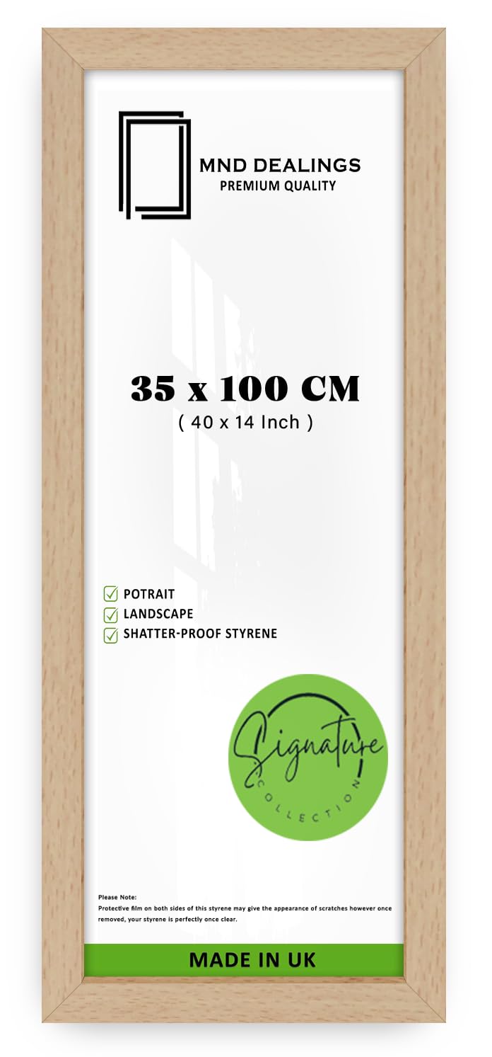 MND Dealings | Eton Wood Finish Poster Frame (35 x 100 CM) MDF Frame for Art, Home & Office Wall Gallery Display, Elegant Engineered Wood with Smooth Finish [ Beech ] — image 1