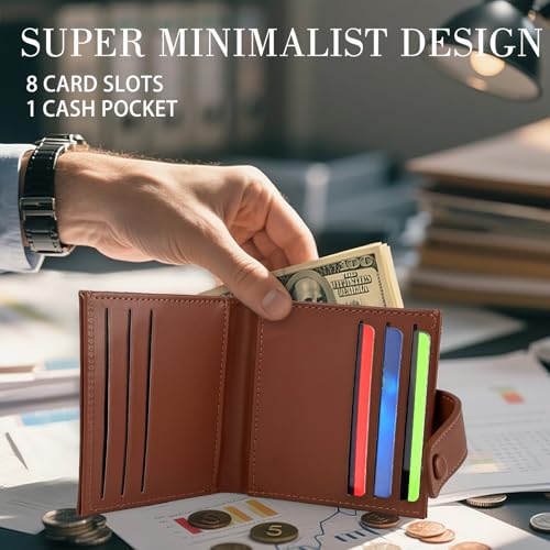 Leather Wallet for Mens, RFID Wallets for Men, Slim Bifold Genuine Leather Front Pocket Wallet, Secure and Durable Extra Capacity Wallet, Brown4