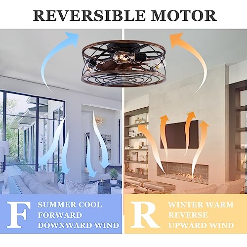 Ventilateur de plafond industriel DC silencieux avec lampe et télécommande cage ferme
