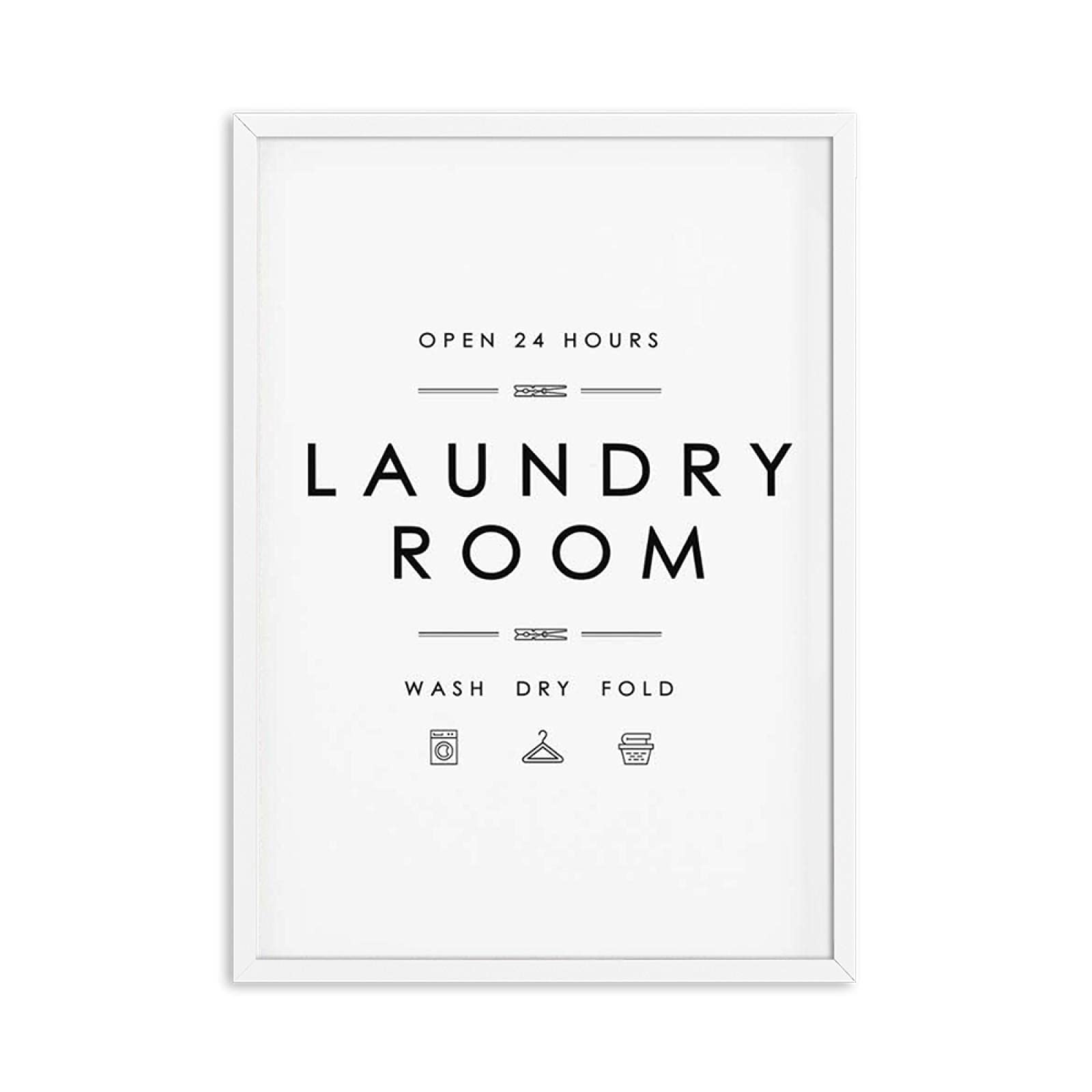 VVSUN Quadro Su Tela 50x70 Cm – Guida Alla Lavanderia Con Grafica Moderna, Poster Artistico Per Arredo Bagno O Lavanderia, Senza Cornice