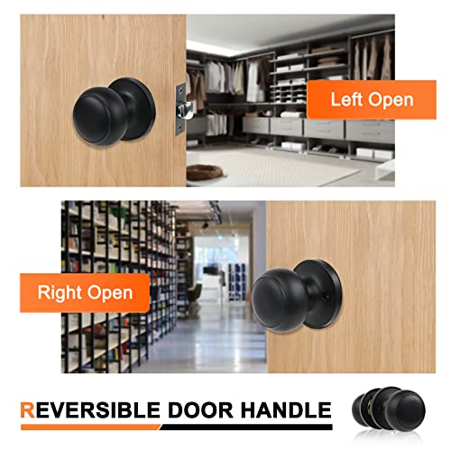 Betollo 3 Pack Black Passage Door Knobs, Interior Door Knob Non-Locking, Round Door Handle For Hall And Closet #TOP2
