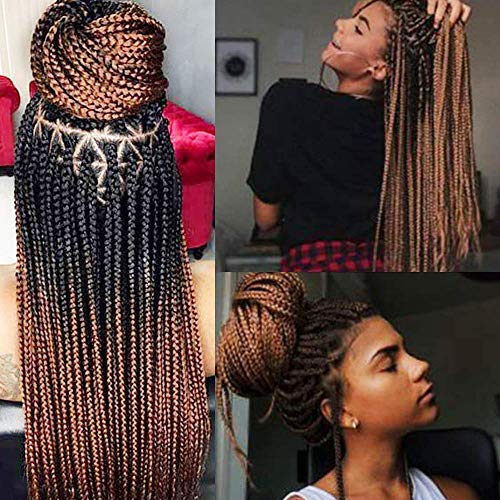 Ombre Kanekalon Braiding Hair 5 Pack Ombre Jumbo Braiding Hair Extensions 24 Inch Jumbo Braid Synthetic Hair for Braiding (5 pack, Black-Dark brown)