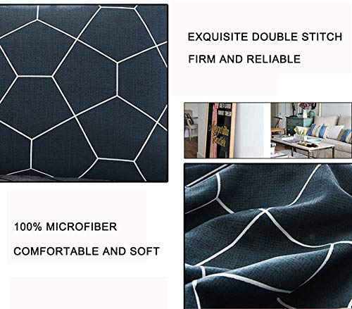 Nanko Queen Comforter Set Size, Navy Blue Geometric Diamond Pattern Print 90X90 Inch 3Pc Down Alternative Microfiber Duvet Sets (1 Comforter + 2 Pillow) Modern Bedding In A Bag For Women Men Teen Boy #TOP4