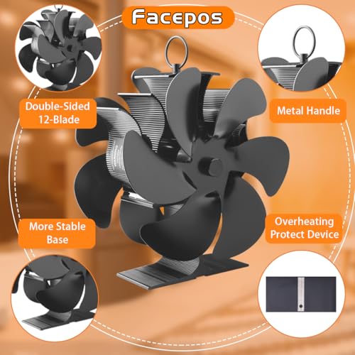 Experimente o avanço de 2025: Facepos Ventilador duplo de fogão a lenha Ventilador de fogão a lenha