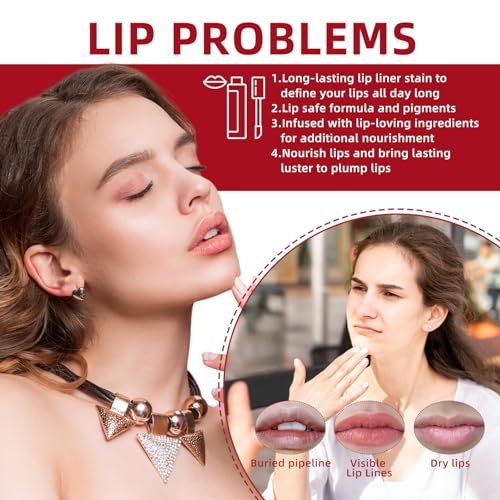 Ganbaro Lip Liner, Removable Lip Liner Pencil, Detachable Lip Liner, Peel off Lip Liner, Lip Liner Stain, Long Lasting Lip Stain Peel Off, Peel off Lip Stain, for All Skin Types (Dark Brown+burgundy) - Image 5