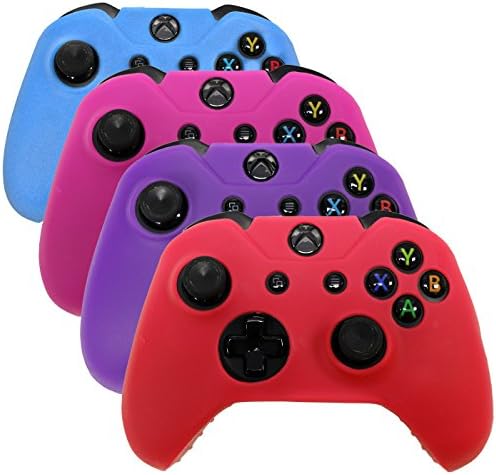 HDE Controller Protecting Case for Xbox One Controllers – 4 Pack Mushy Anti-Slip Silicone Controller Cowl Skins (Blue, Pink, Purple, Pink)