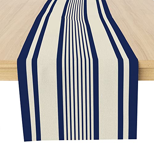 Blue Stripe Table Runner, French Style Table Runner Decor For Dinning Room Kitchen Farmhouse Table Runner Decorations For Holiday Party, Housewarming Gifts For Women Friends Couple, 13X72Inches #TOP24