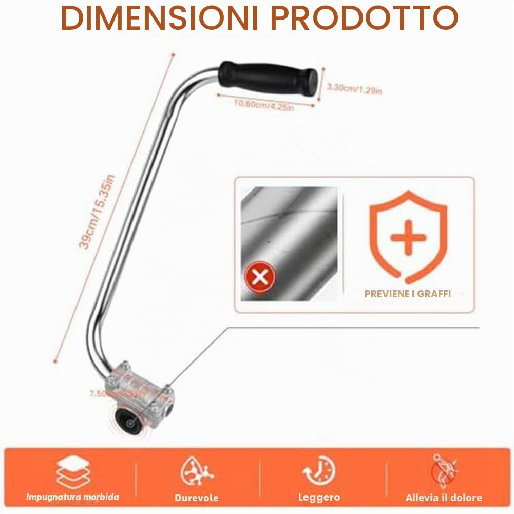 Manico per decespugliatore, manico ergonomico per decespugliatore, estensione della maniglia con morsetto di supporto, manico multifunzionale per tosaerba da giardino durevole, facile da