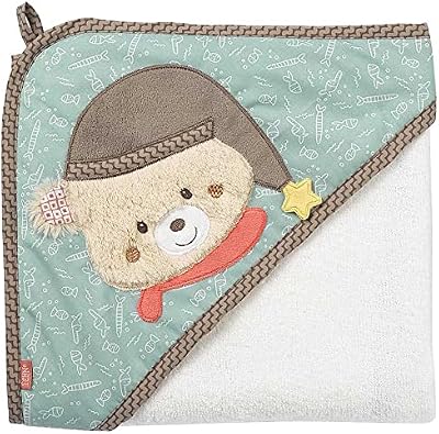 Fehn Toalla de baño Oso - Poncho de rizo para niños - Toalla con un adorable osito de peluche - con capucha para bebés y niños pequeños a partir de 0 meses