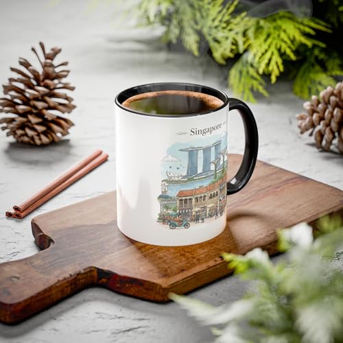 Mug colorido paisaje de Singapur para amantes del café y el té miniatura 5