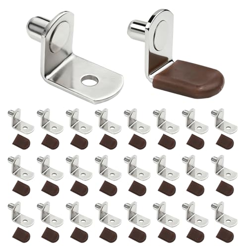 1/4 inch Shelf Pegs for Shelves Cabinet Shelf Support Ppegs Metal Shelving Pins for Bookshelf Furniture Kitchen Closet Heavy Duty Pegs Bracket for Sshelves in Cabinet L-Shaped Metal Shelf Clips 30Pcs