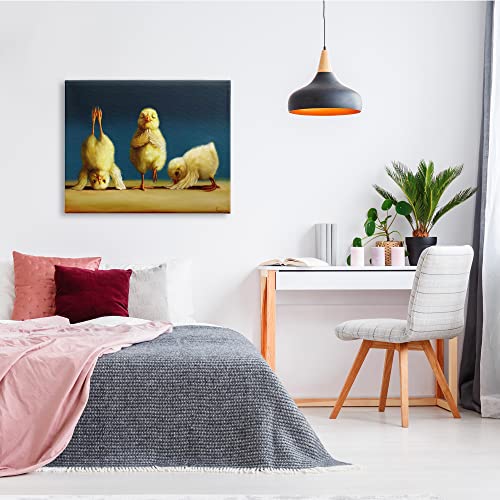 Image of Stupell Industries 'Yoga Chicks Funny Stretching Poses Farm'| Canvas Art | Stupell Industries | 40 x 30 Inches, Easy to Hang and Sturdy, Made in USA, by Lucia Heffernan