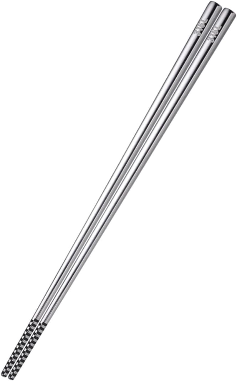 Chopsticks 10 pairs of food grade 304 stainless steel chopsticks,Silver Metal Chopsticks Set,24cm