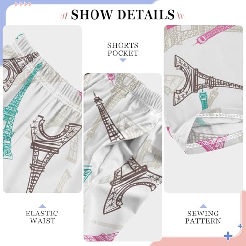 ZZXXB Colorful Eiffel Towers Boys Long Pants Soft Trousers Elastic Waist Kids Lounge Bottoms with Pockets S-XL4