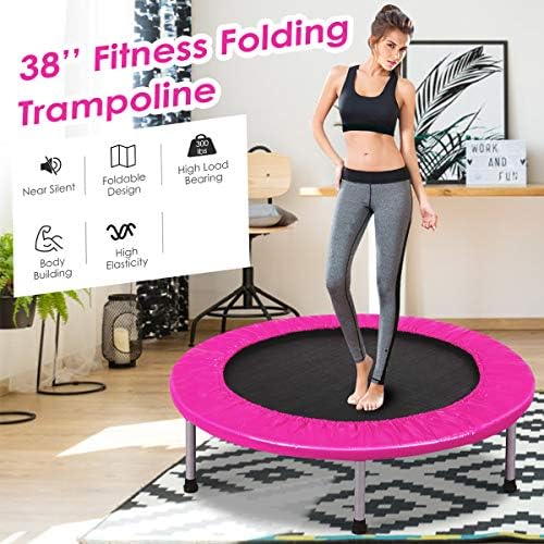 Giantex 38 Inch Mini Fitness Trampoline for Adults and Kids, Rebounder Trampoline for Exercise Workout, Foldable Exercise Trampoline for Indoor Outdoor, Max Load 330lbs 8 51GSec5pOQL. AC