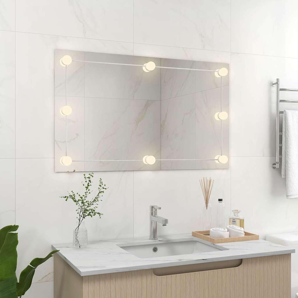 Specchio da parete con illuminazione a LED, 100 x 60 cm, senza cornice, con luci dimmerabili, specchio cosmetico USB per camera da letto e bagno, argento