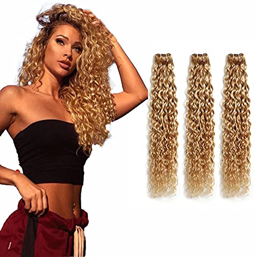 Ombre Human Hair Bundles P27/613 Deep Wave Bundles Brazilian Virgin Hair Grade 7a Blonde Two Tone Bundles For Women Double Weft Sew in Piano 12 14 16 Inch