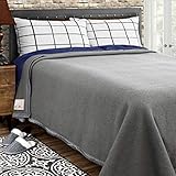 Poyet Motte Rivoli Solid 400GSM 100% Virgin Wool Blanket, Medium/Heavy Weight, Machine Washable (Grey Solid, Twin Size)