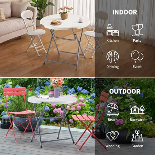 BOOSDEN 32" Round Folding Table, Foldable Circle Tables for Indoor Outdoor by BOOSDEN - Used condition - Image 7