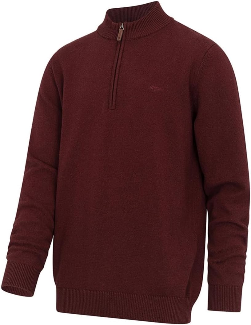 Hoggs of Fife Falkirk 1/4 Zip Pullover - Berry Red X-Large