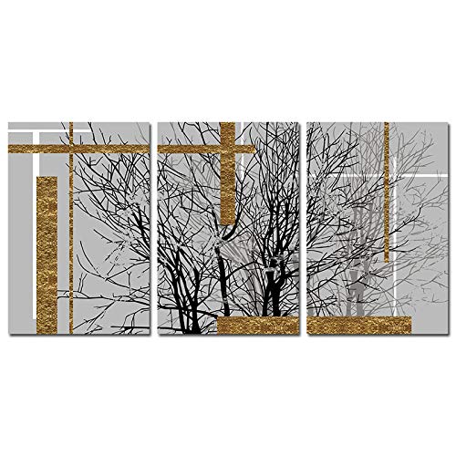 Póster abstracto de rama de árbol dorado arte de pared nórdico pintura moderna X3