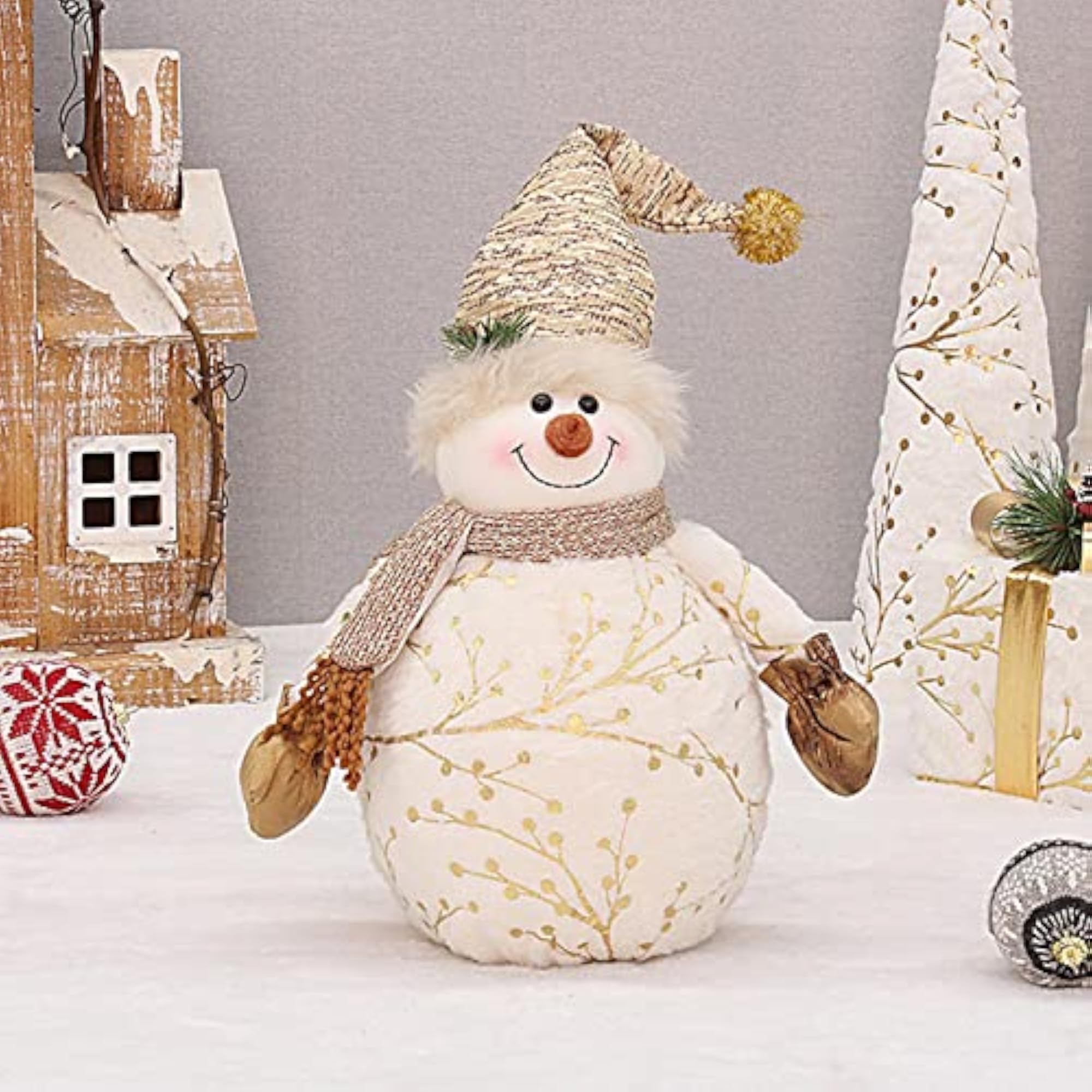 Christmas Snowman Doll Short Plush for Window Decoration