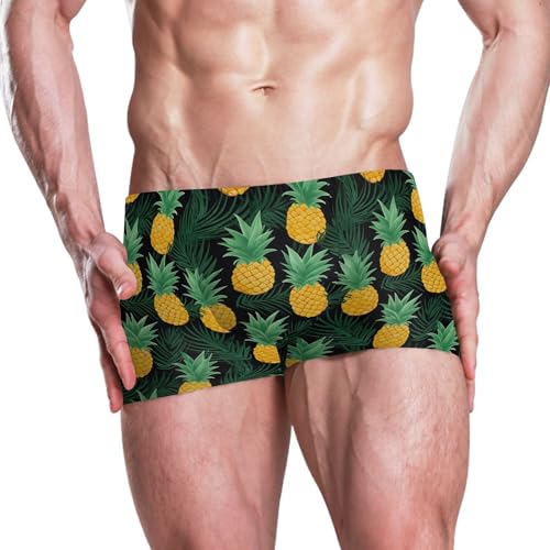Pineapple Fruit Mens Swim Trunk Swimwear Bathing Suit Swim Brief Square Leg Board Short S B04037472