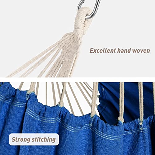Chihee Hammock Chair Hanging Swing 2 Pillows Included,Strong Webbing Straps and Hooks for Easy Hanging Soft Cotton Hanging Chair Side Pocket Tassel Chair Comfort Indoor Outdoor Royal Blue - Thumbnail 2
