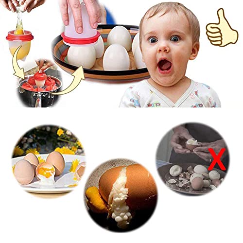 6pcs Eierkocher Silikon Set,Nesloonp Eierkocher aus Silikon,Eierkochern Ohne Schale ,Eierbecher zum Kochen,ei kochen Easy Eggs,Non Stick Eier Silikon Kocher Schalenlose hart und weich Küchengeschirr – Bild 6