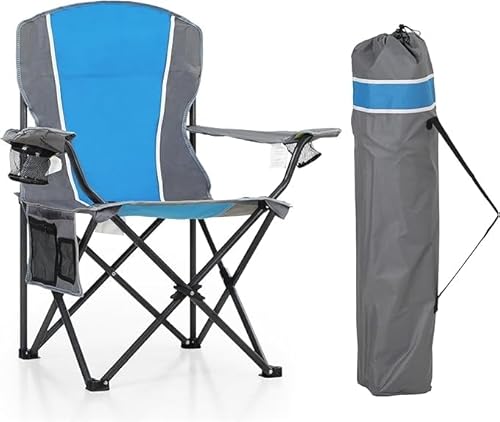 LET'S CAMP Campingstuhl Klappstuhl Faltbar Angelstuhl mit Getränkehaltern Tragetasche XL Faltstuhl bis 160kg