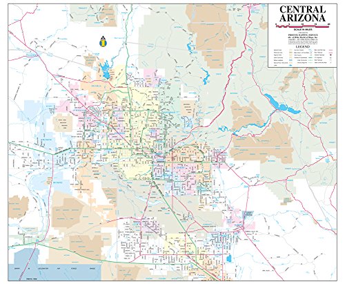 Central Arizona Jumbo Wall Map Dry Erase Laminated | Amazon.com.br