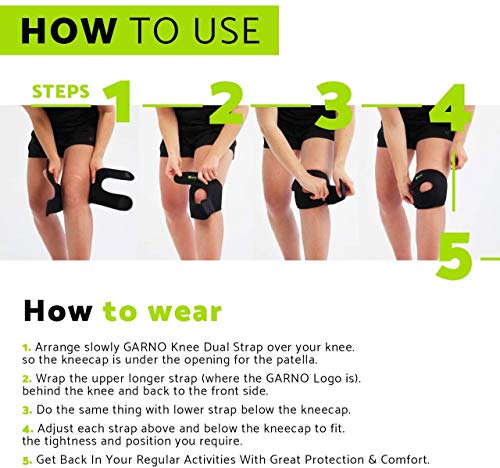 Garno Knee Brace For Pain Relief By Meniscus Tear, Mcl, Arthritis, Acl, Osgood Schlatter, Compression Patellar Tendon Support Strap For Working Out, Running, Weightlifting; Men, Women; (Large Size) #TOP6