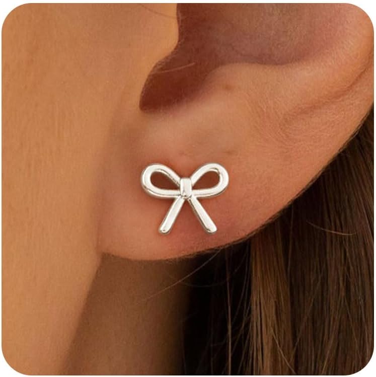 VRIUA Bow Earrings for Women 14K Gold/Silver Plated Bow Earrings Dainty Jewelry Gift for Her