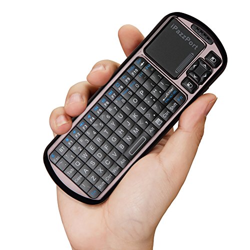 iPazzPort Voice Remote Control Keyboard and Bluetooth Mini Wireless Backlit Keyboard with Touchpad Support Voice Input/Output for Android TV Box, Raspberry Pi, PC and Smart TV KP-810-18BV