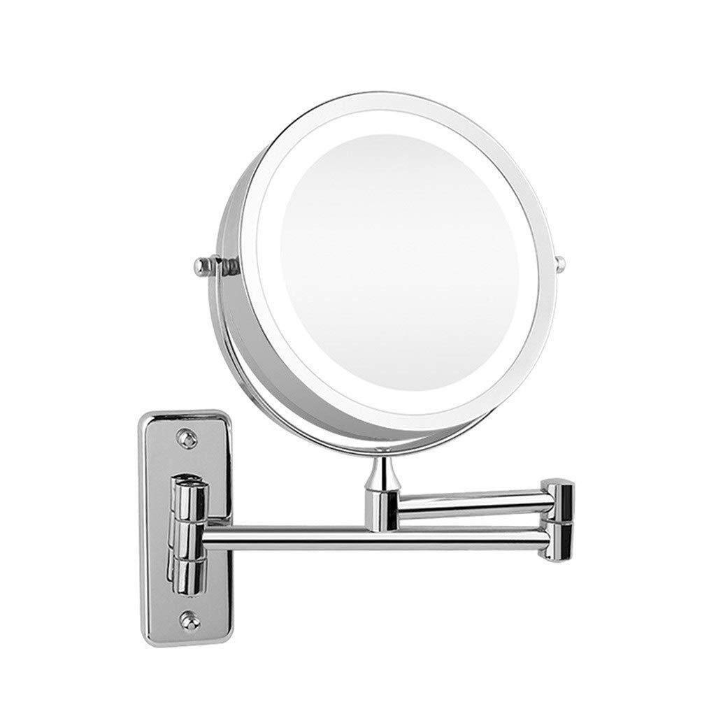Miroir mural 3 fois loupe double miroir pliant à éclairage LED intégré