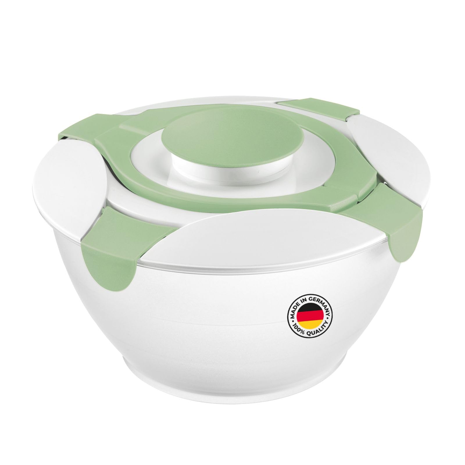 Westmark Salad Butler Bowl with Handles and Dressing Container, Volume: 6.5 litres, Plastic, Praktika, Transparent/White/Green, 2422227M