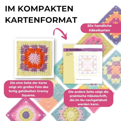 Granny Square Häkel-Karten (Deutsche Ausgabe). 50x häkeln, mixen und matchen. Mit Häkelschrift und Foto zu jedem Granny Square und praktischem So-geht’s-Booklet, Yellow
