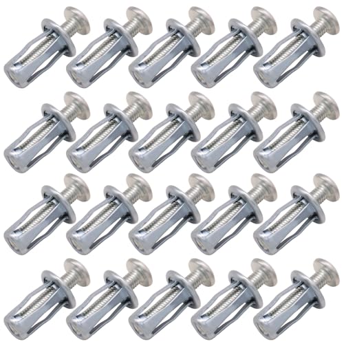 Bonsicoky 40Pcs Expansion Screw Petal Nut, Secure Mounting Hardware Kit(M4 M5 M6 M8), Carbon Steel Jack Nut Fasteners, Silver Metal Insert for Hollow Walls, Drywall and Sheet Metal